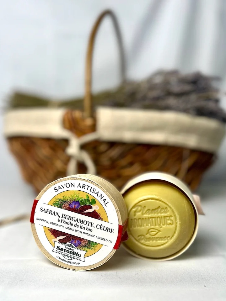 Saffron, Bergamot & Cedar Soap in a Wooden Box