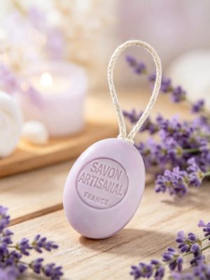 Linen Flower Oval Soap on a Rope