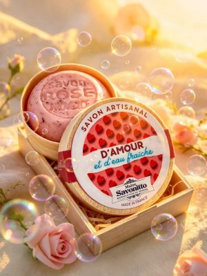 Love and fresh water, ROSE Soap in a wooden box