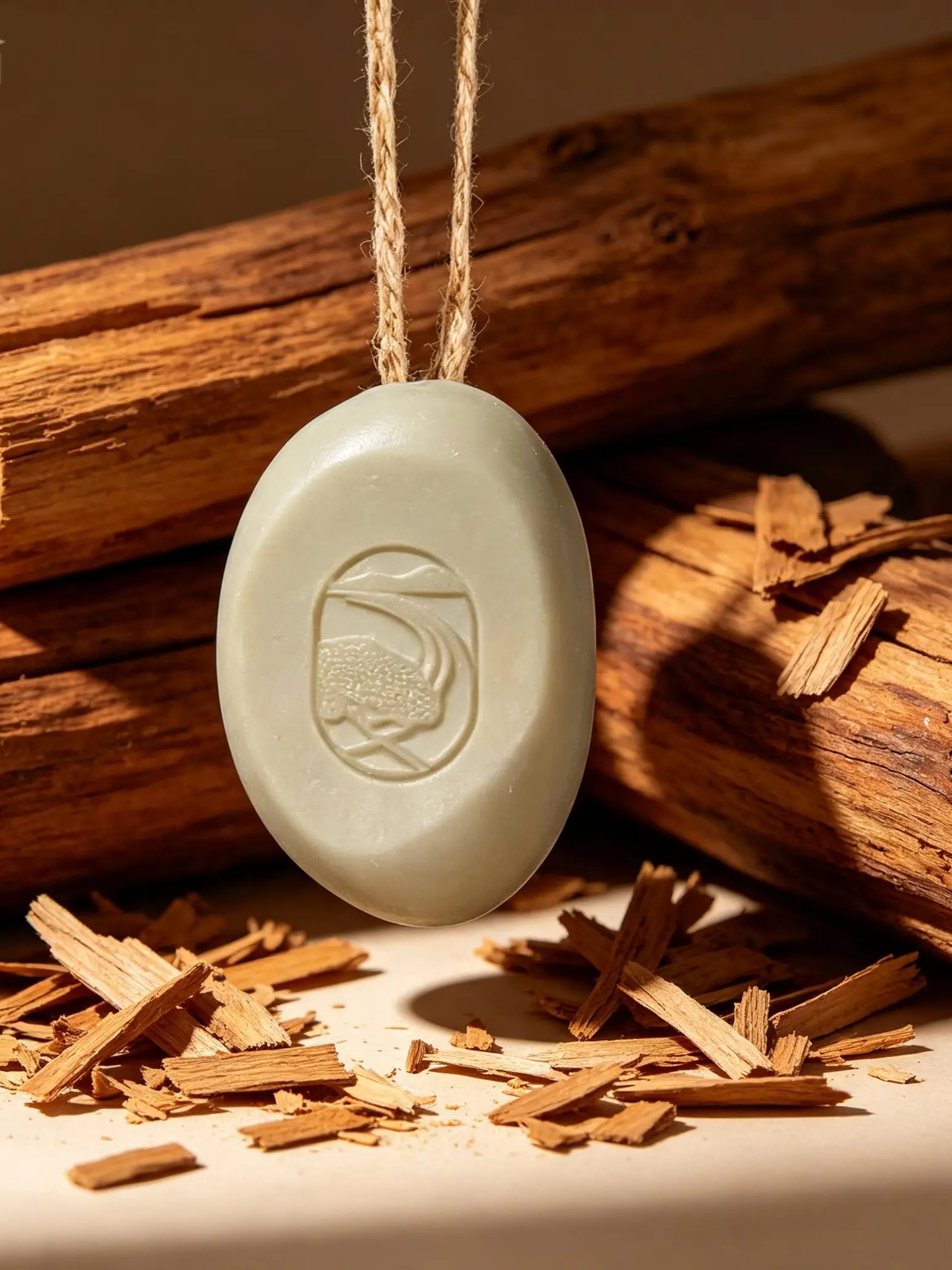 Aromatic Sandalwood Pebble Soap on a Rope